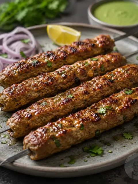 Homemade Seekh Kebab on a plate.