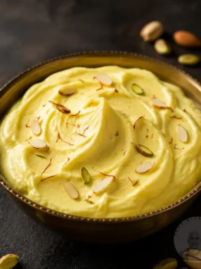 Image of shrikhand in a bowl.